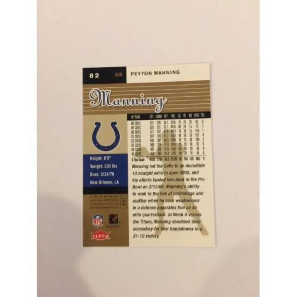2006 Fleer Ultra Gold Medallion Peyton Manning Indianapolis Colts #82 (036)